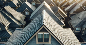 A roof with shingles